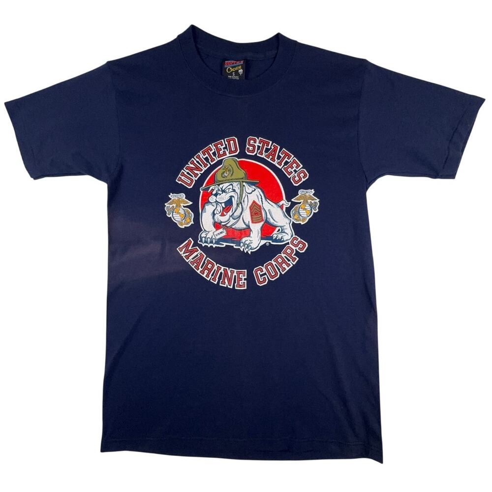 Vintage 90s United States Marine Corps USMC Bulldog T Shirt USA Single Stitch S